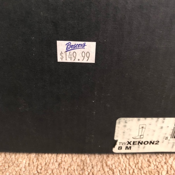 NWT Tommy Hilfiger Riding Saddle Boots 8M Black Brown Faux Leather side zip - Picture 8 of 9